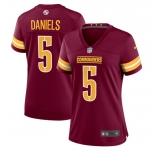 Women's Washington Commanders #5 Jayden Daniels Burgundy 2024 Draft Football Stitched Jersey