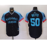 Men's Los Angeles Dodgers #50 Mookie Betts Navy 2024 All Star Limited Stitched Jersey