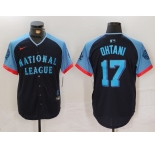 Men's National League #17 Shohei Ohtani Navy 2024 All-Star Limited Stitched Baseball Jersey