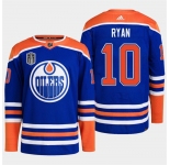Men's Edmonton Oilers #10 Derek Ryan Royal 2024 Stanley Cup Final Patch Stitched Jersey
