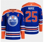 Men's Edmonton Oilers #25 Darnell Nurse Royal 2024 Stanley Cup Final Patch Stitched Jersey