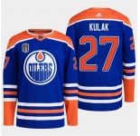 Men's Edmonton Oilers #27 Brett Kulak Royal 2024 Stanley Cup Final Patch Stitched Jersey