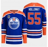 Men's Edmonton Oilers #55 Dylan Holloway Royal 2024 Stanley Cup Final Patch Stitched Jersey