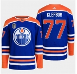Men's Edmonton Oilers #77 Oscar Klefbom Royal 2024 Stanley Cup Final Patch Stitched Jersey
