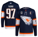 Men's Edmonton Oilers #97 Connor McDavid Navy 2024 Stanley Cup Final Patch Reverse Retro Stitched Jersey