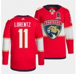 Men's Florida Panthers #11 Steven Lorentz Red Home 2024 Stanley Cup Champions Stitched Jersey