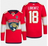 Men's Florida Panthers #18 Steven Lorentz Red 2024 Stanley Cup Final Patch Stitched Jersey
