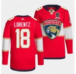 Men's Florida Panthers #18 Steven Lorentz Red Home 2024 Stanley Cup Champions Stitched Jersey