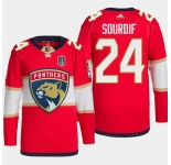 Men's Florida Panthers #24 Justin Sourdif Red 2024 Stanley Cup Final Stitched Jersey