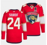 Men's Florida Panthers #24 Justin Sourdif Red Home 2024 Stanley Cup Champions Stitched Jersey