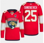 Men's Florida Panthers #25 Mackie Samoskevich Red 2024 Stanley Cup Final Patch Stitched Jersey