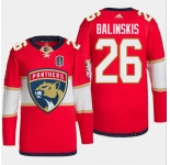 Men's Florida Panthers #26 Uvis Balinskis Red 2024 Stanley Cup Final Patch Stitched Jersey