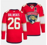 Men's Florida Panthers #26 Uvis Balinskis Red Home 2024 Stanley Cup Champions Stitched Jersey