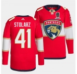 Men's Florida Panthers #41 Anthony Stolarz Red Home 2024 Stanley Cup Champions Stitched Jersey