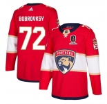 Men's Florida Panthers #72 Sergei Bobrovsky Red Home 2024 Stanley Cup Champions Stitched Jersey
