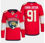Men's Florida Panthers #91 Oliver Ekman-Larsson Red 2024 Stanley Cup Final Patch Stitched Jersey