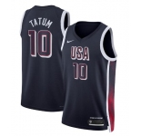 Men's USA Basketball #10 Jayson Tatum Navy 2024 Swingman Stitched Jersey