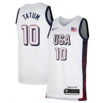 Men's USA Basketball #10 Jayson Tatum White 2024 Swingman Stitched Jersey