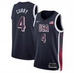 Men's USA Basketball #4 Stephen Curry Navy 2024 Swingman Stitched Jersey