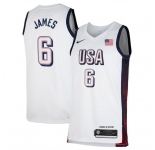 Men's USA Basketball #6 LeBron James White 2024 Swingman Stitched Jersey