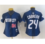 Women's Detroit Tigers #24 Miguel Cabrera Navy 2024 City Connect Cool Base Limited Stitched Jerseys