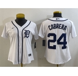 Women's Detroit Tigers #24 Miguel Cabrera White Cool Base Stitched Baseball Jersey