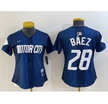 Women's Detroit Tigers #28 Javier Baez 2024 Navy City Connect Cool Base Limited Stitched Jersey
