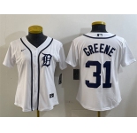 Women's Detroit Tigers #31 Riley Greene White Cool Base Stitched Baseball Jersey