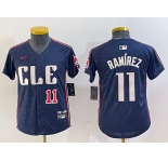 Youth Cleveland Guardians #11 Jose Ramirez Number Navy 2024 City Connect Limited Stitched Jerseys