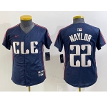 Youth Cleveland Guardians #22 Josh Naylor Navy 2024 City Connect Limited Stitched Jersey