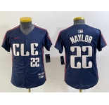 Youth Cleveland Guardians #22 Josh Naylor Number Navy 2024 City Connect Limited Stitched Jersey