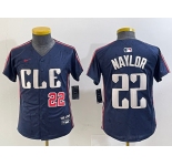 Youth Cleveland Guardians #22 Josh Naylor Number Navy 2024 City Connect Limited Stitched Jerseys