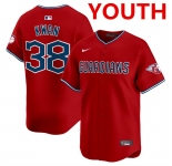 Youth Cleveland Guardians #38 Steven Kwan Red Alternate Limited Stitched Baseball Jersey