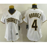 Women's San Diego Padres #4 Luis Arraez White Cool Base Stitched Jersey