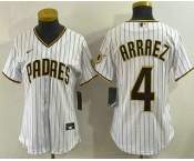 Women's San Diego Padres #4 Luis Arraez White Cool Base Stitched Jersey