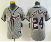 Youth Detroit Tigers #24 Miguel Cabrera Grey Cool Base Stitched Jersey
