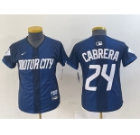 Youth Detroit Tigers #24 Miguel Cabrera Navy 2024 City Connect Cool Base Limited Stitched Jersey