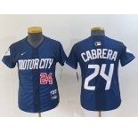 Youth Detroit Tigers #24 Miguel Cabrera Navy 2024 City Connect Cool Base Limited Stitched Jerseys