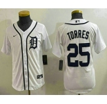 Youth Detroit Tigers #25 Gleyber Torres White Cool Base Stitched Jersey