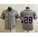 Youth Detroit Tigers #28 Javier Báez Gray Cool Base Stitched Baseball Jersey