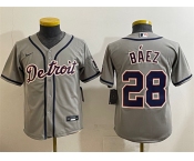 Youth Detroit Tigers #28 Javier Báez Gray Cool Base Stitched Baseball Jersey