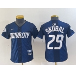 Youth Detroit Tigers #29 Tarik Skubal Navy 2024 City Connect Cool Base Limited Stitched Jersey