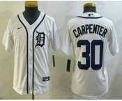 Youth Detroit Tigers #30 Kerry Carpenter White Cool Base Stitched Jersey