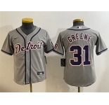 Youth Detroit Tigers #31 Riley Greene Gray Cool Base Stitched Baseball Jersey