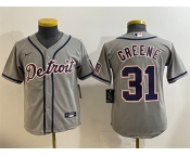 Youth Detroit Tigers #31 Riley Greene Gray Cool Base Stitched Baseball Jersey