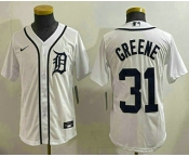 Youth Detroit Tigers #31 Riley Greene White Cool Base Stitched Jersey