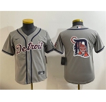 Youth Detroit Tigers Team Big Logo Gray Cool Base Stitched Baseball Jersey