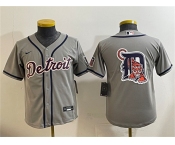Youth Detroit Tigers Team Big Logo Gray Cool Base Stitched Baseball Jersey