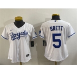Youth Kansas City Royals #5 George Brett White Cool Base Stitched Baseball Jersey