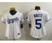 Youth Kansas City Royals #5 George Brett White Cool Base Stitched Baseball Jersey